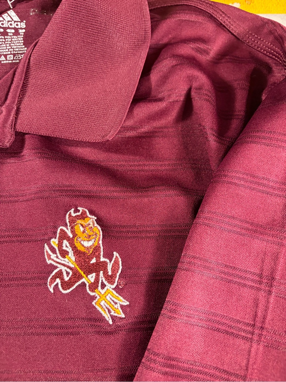 Adidas Arizona State Sun Devils Maroon Sparky Mascot Polo Shirt